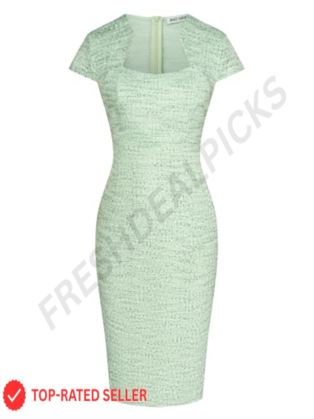 Tweed Pencil Dress Cap Sleeve Bodycon Midi Work Business Office